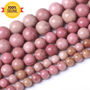 Pink Rhodonite Round Beads String - GOOD HABITSS