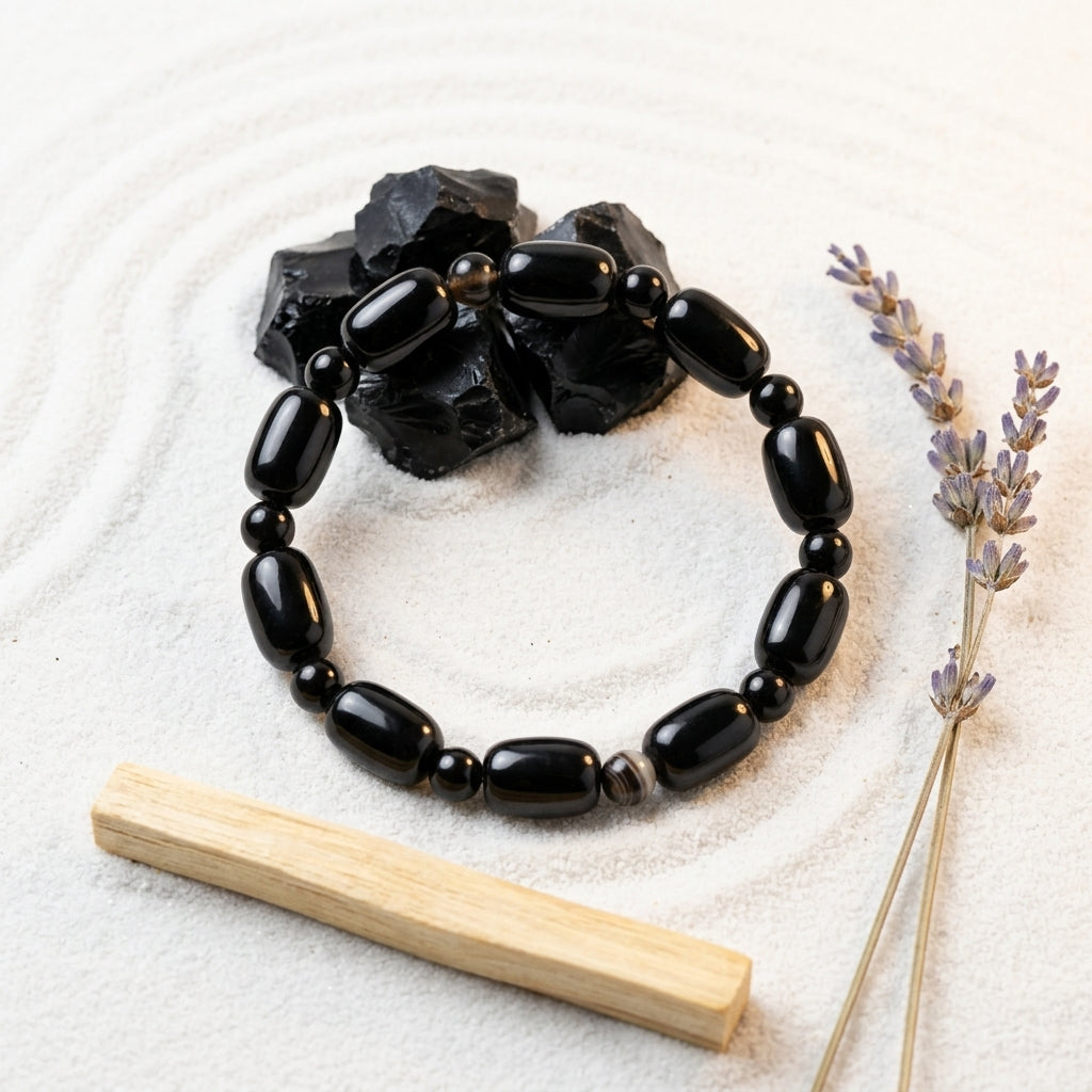 Black Tourmaline Oval Shape Bracelet
