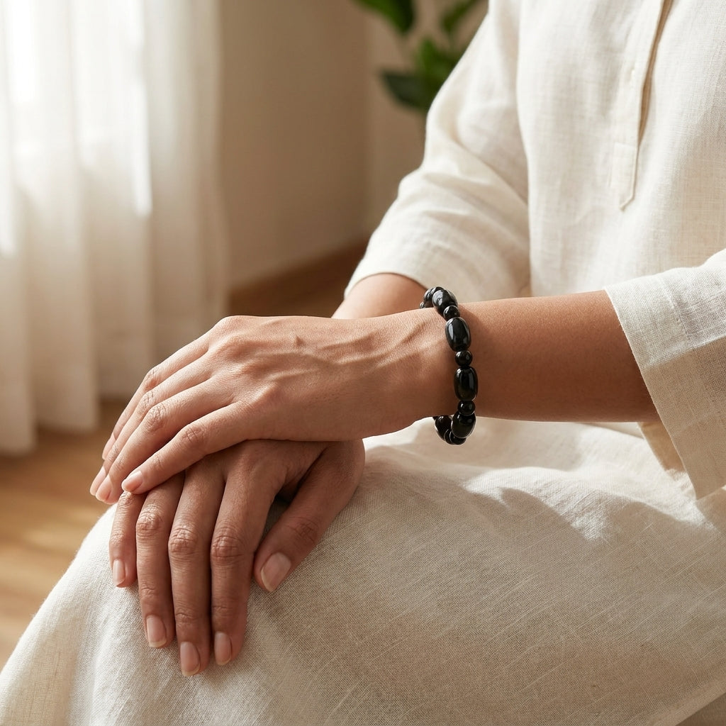 Black Tourmaline Oval Shape Bracelet