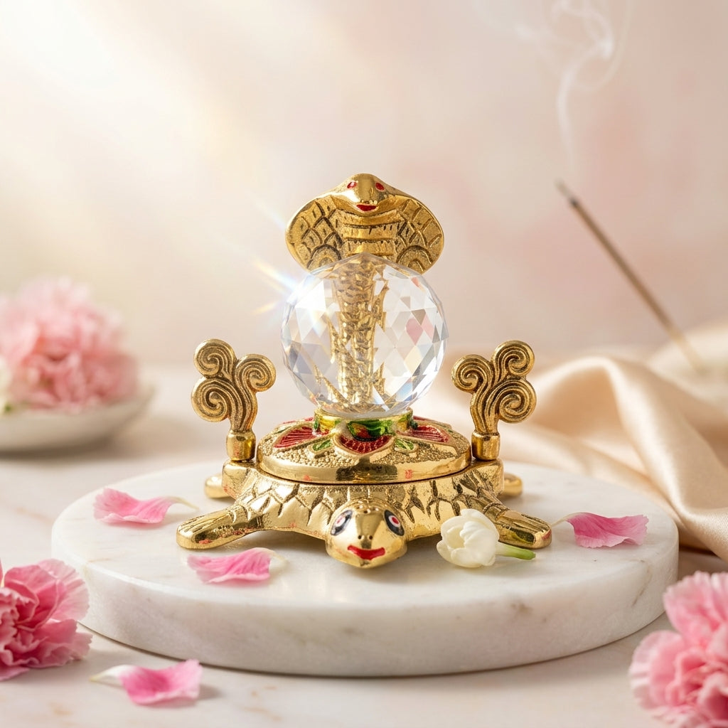 Metal Crystal Tortoise with Sheshnag Vastu Idol