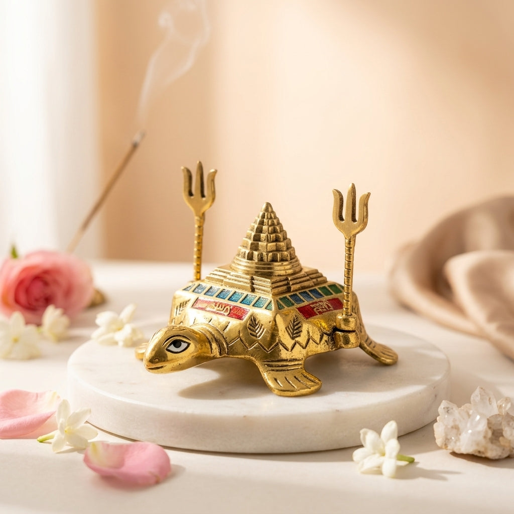 Metal Vastu Tortoise with Trishul Pyramid