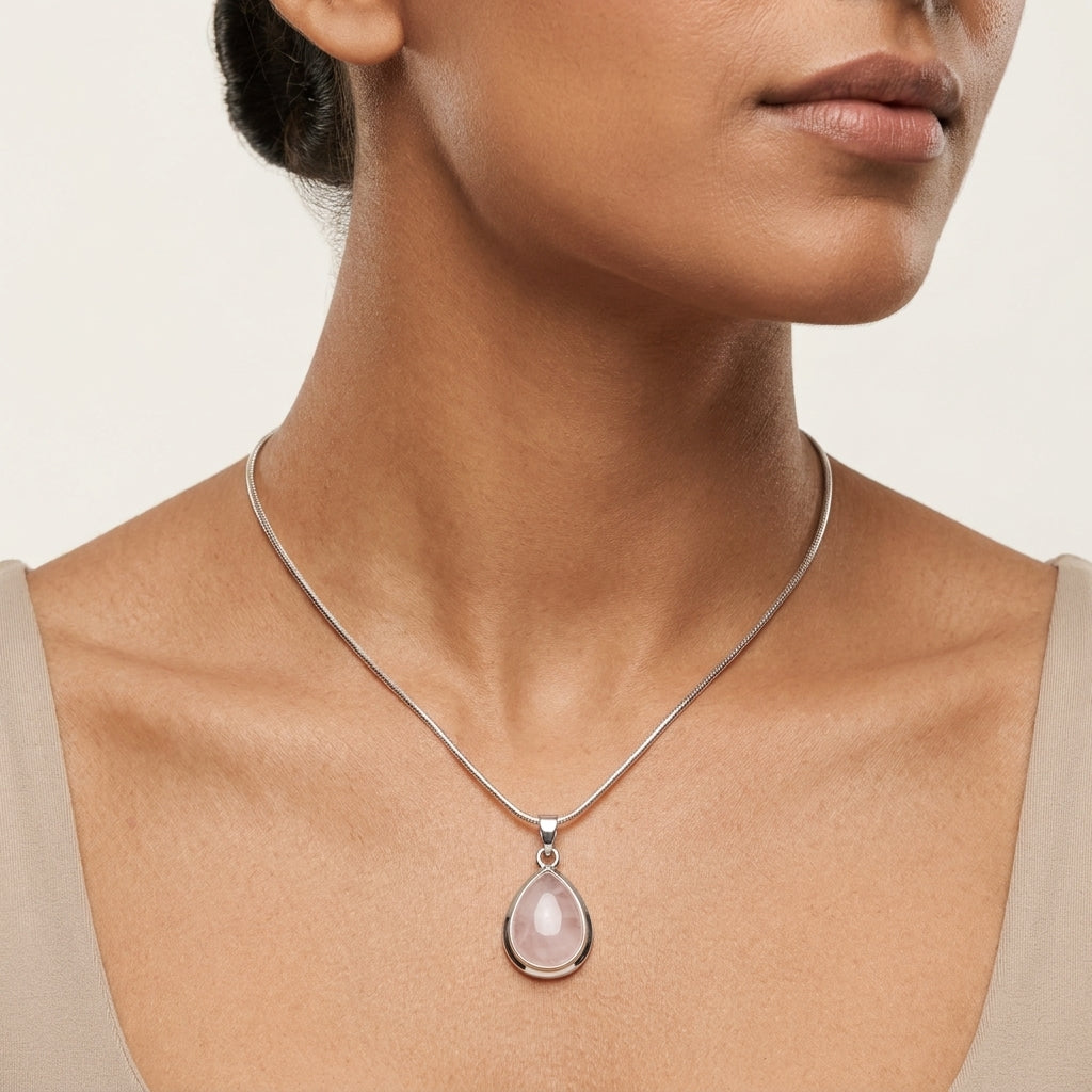 Rose Quartz Teardrop Pendant