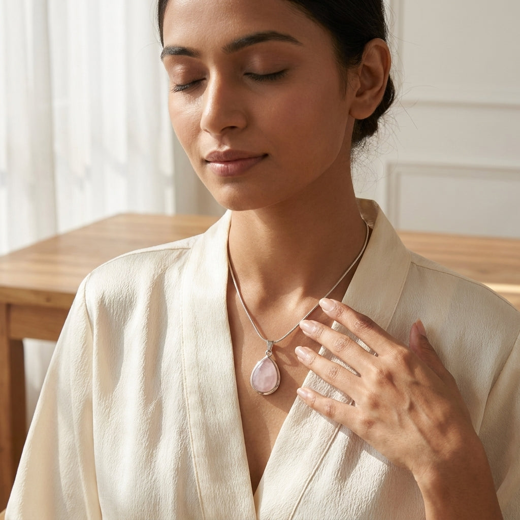 Rose Quartz Teardrop Pendant