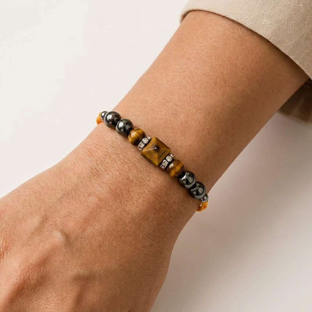 Triple Protection Rakhi with Tiger Eye Pyramid | Strength, Shield & Positivity