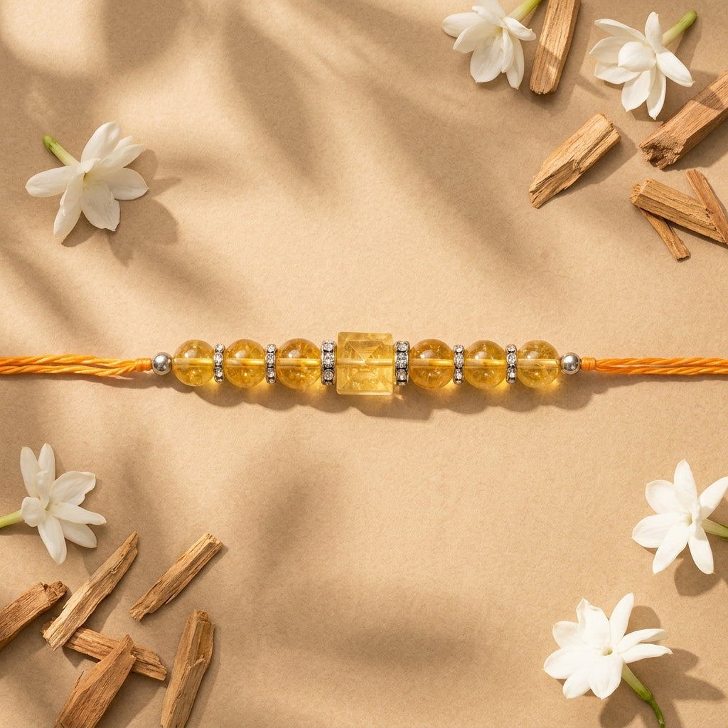 Citrine Pyramid Rakhi | Prosperity, Positivity & Protection