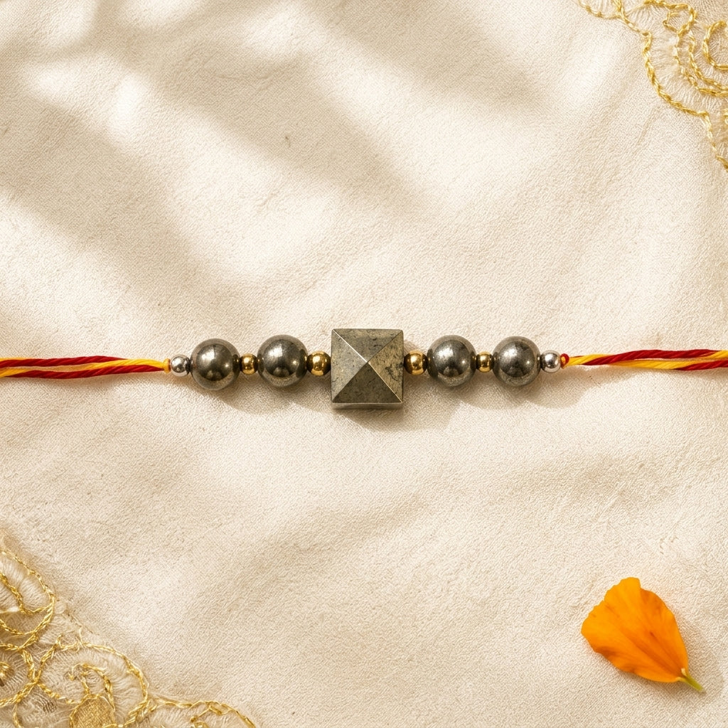 Pyrite Pyramid Rakhi | Strength, Protection & Prosperity