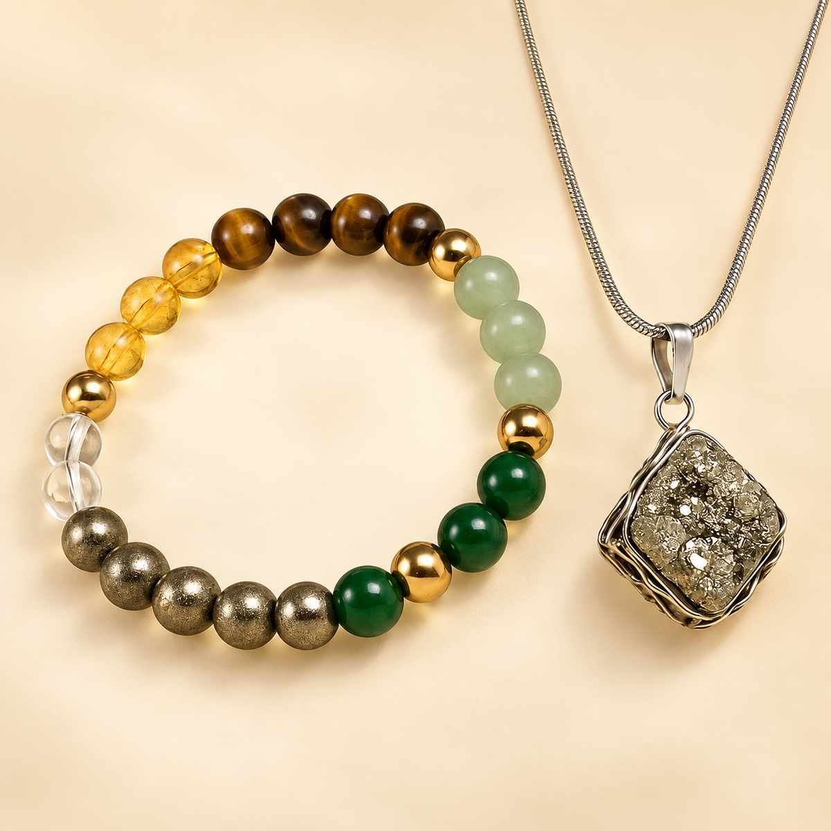 Pyrite Crystal & Jewellery Gift Set — product detail
