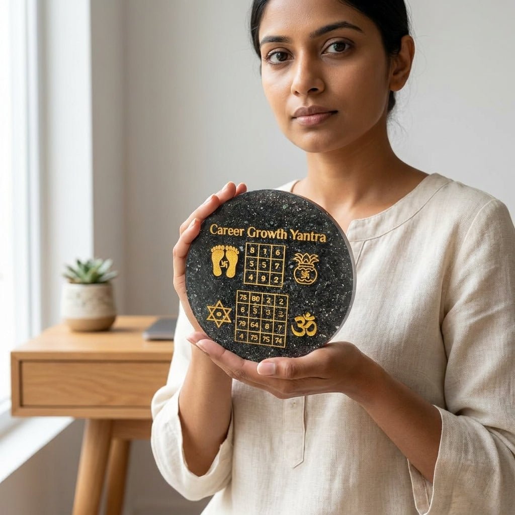 Pyrite Orgonite Shree Yantra Energy Plate - GOOD HABITSS