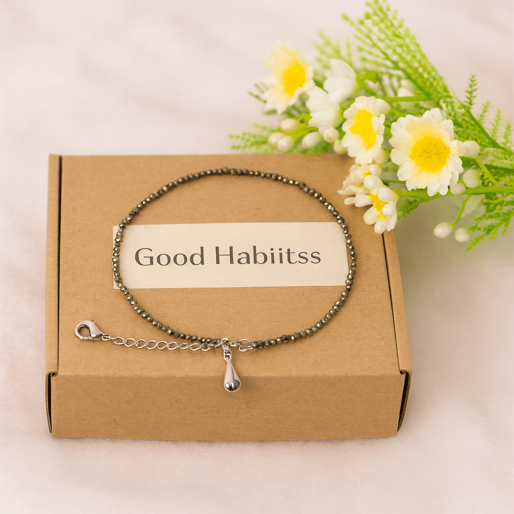 Raw Pyrite Anklet | Stone of Money, Protection & Power - GOOD HABITSS