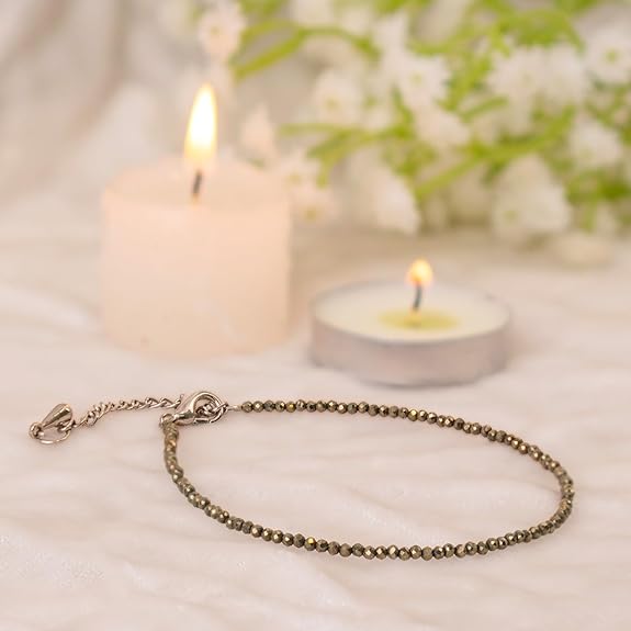 Raw Pyrite Anklet | Stone of Money, Protection & Power - GOOD HABITSS