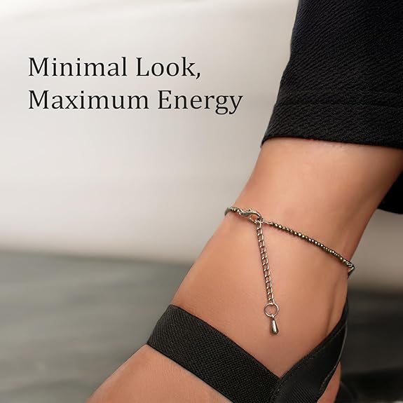 Raw Pyrite Anklet | Stone of Money, Protection & Power - GOOD HABITSS