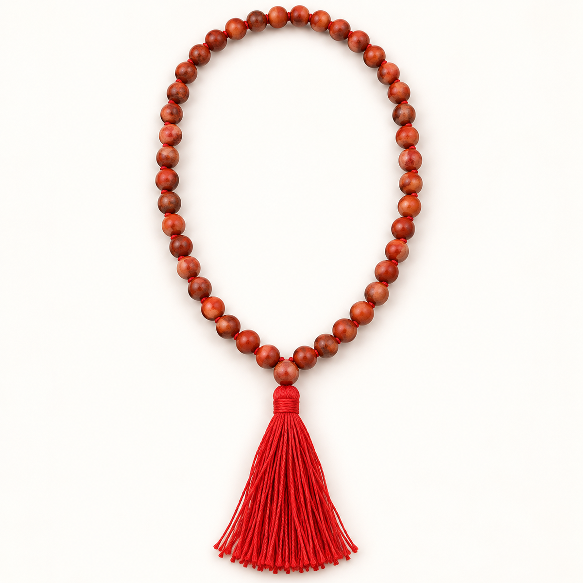 Red Jasper Bead Necklace — alternate studio view