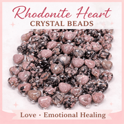 Rhodonite Heart Crystal Beads Line - GOOD HABITSS