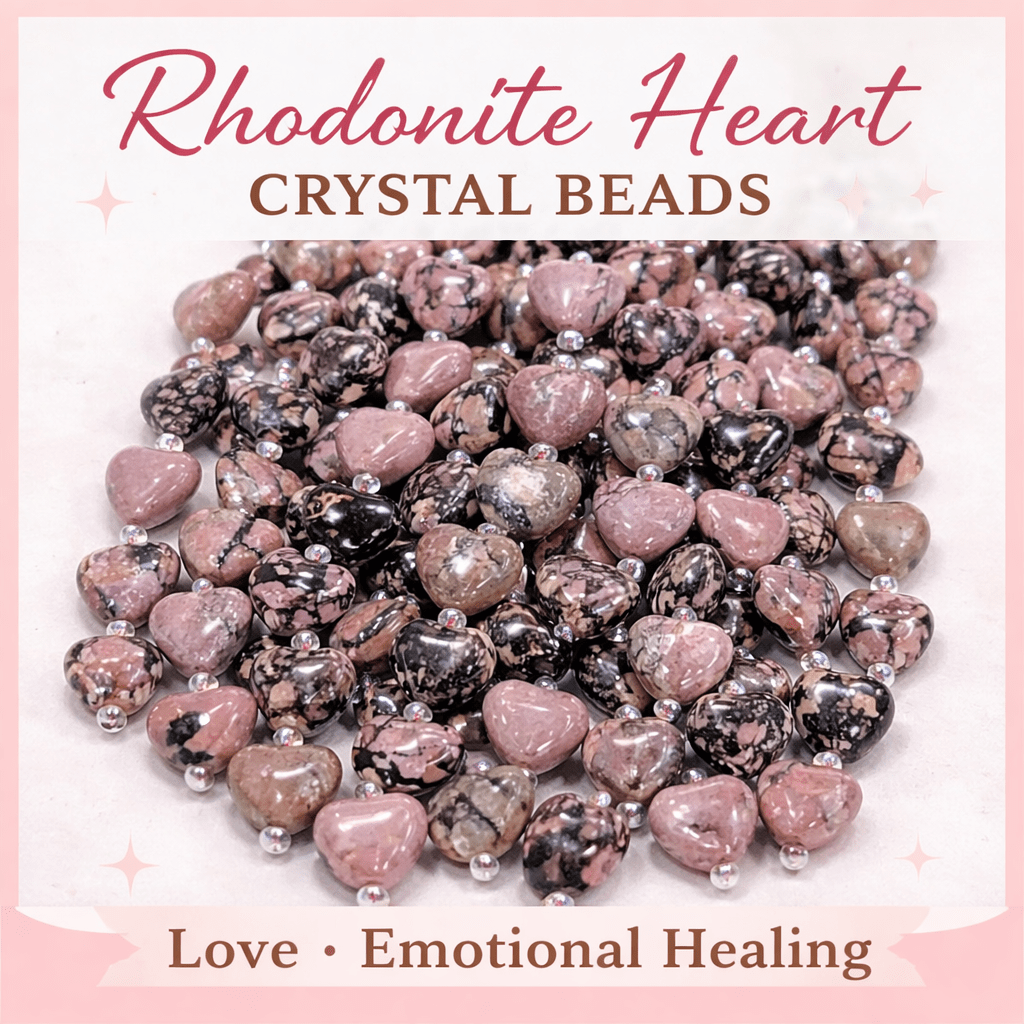 Rhodonite Heart Crystal Beads Line - GOOD HABITSS
