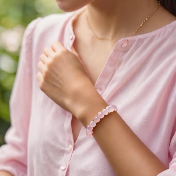 Rose Quartz Gemstone Bracelet 8mm AAA - GOOD HABITSS