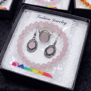 Rose Quartz Healing Crystal Jewelry Set - GOOD HABITSS