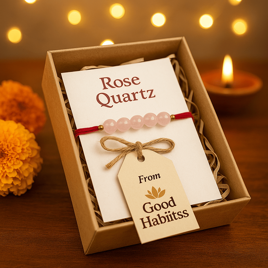 Rose Quartz Healing Rakhi - GOOD HABITSS