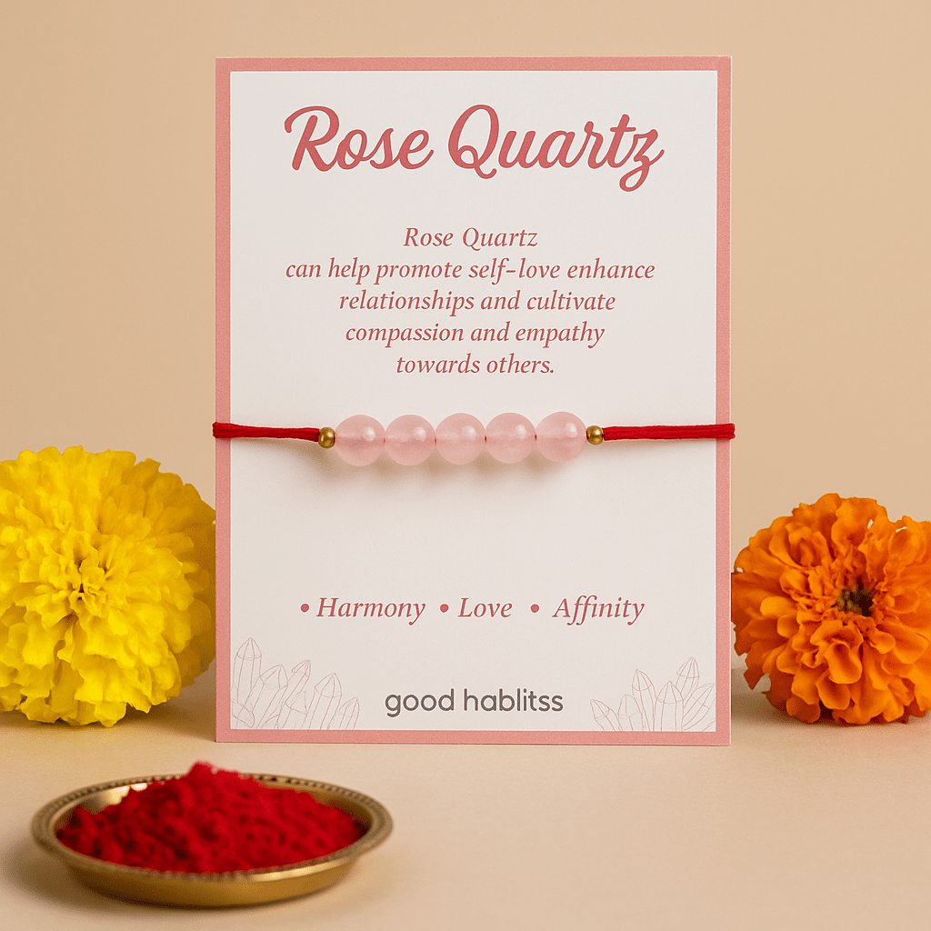 Rose Quartz Healing Rakhi - GOOD HABITSS