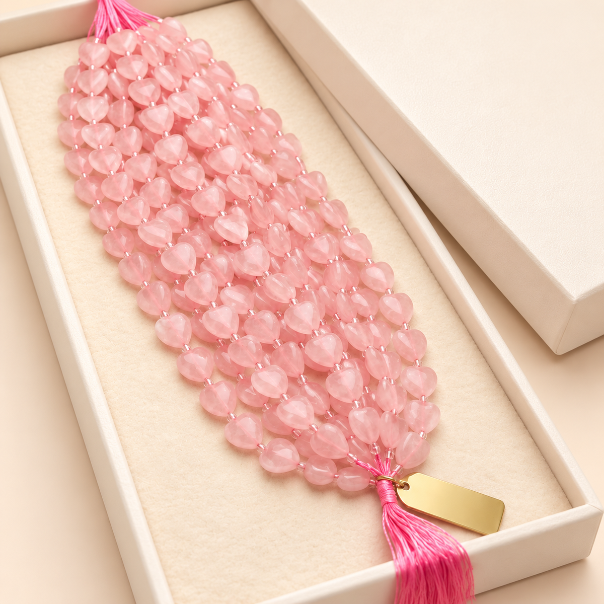 Rose Quartz Heart Beads – Natural Gemstone Beads — product detail