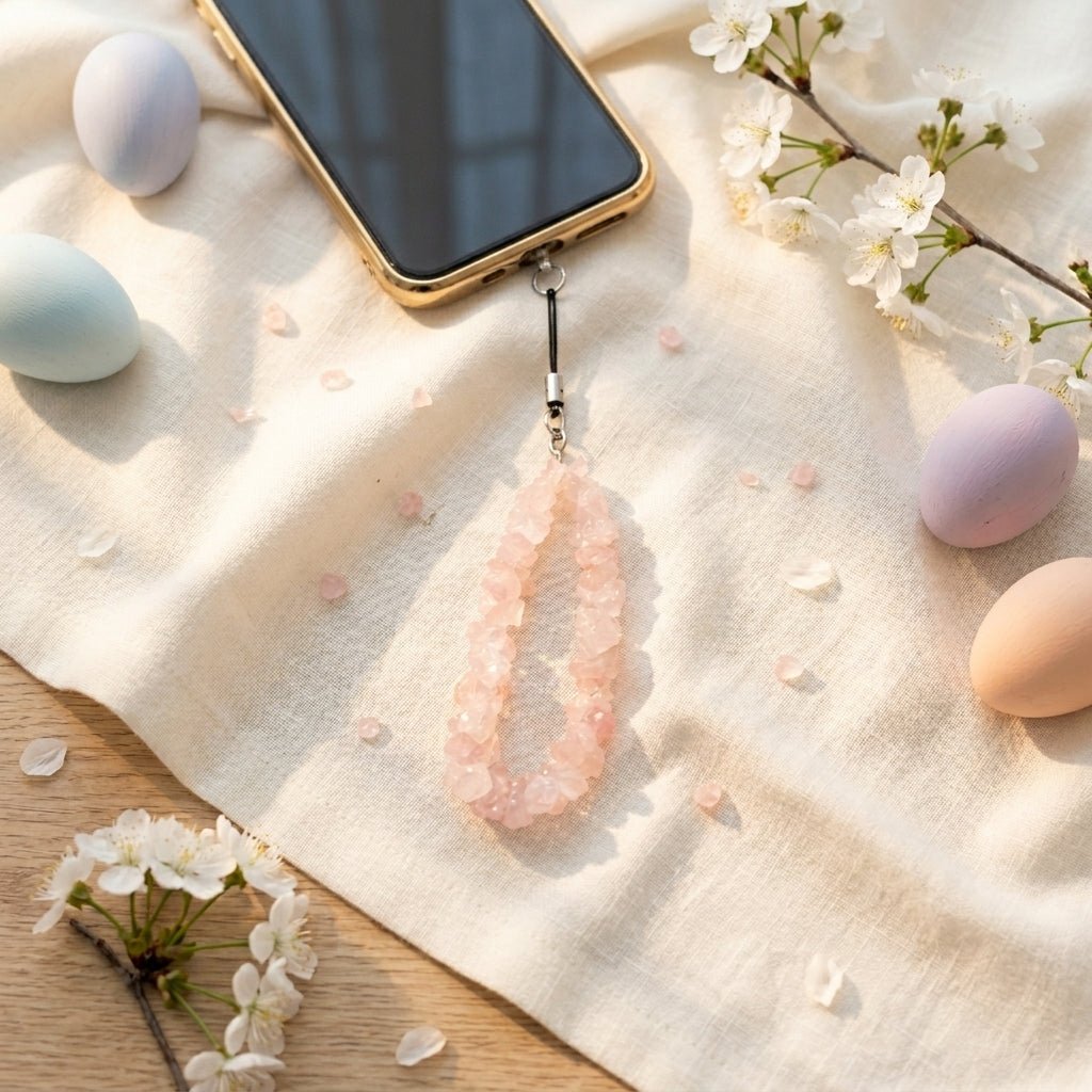 Rose Quartz Phone Loop – Gemstone-Inspired Accessory