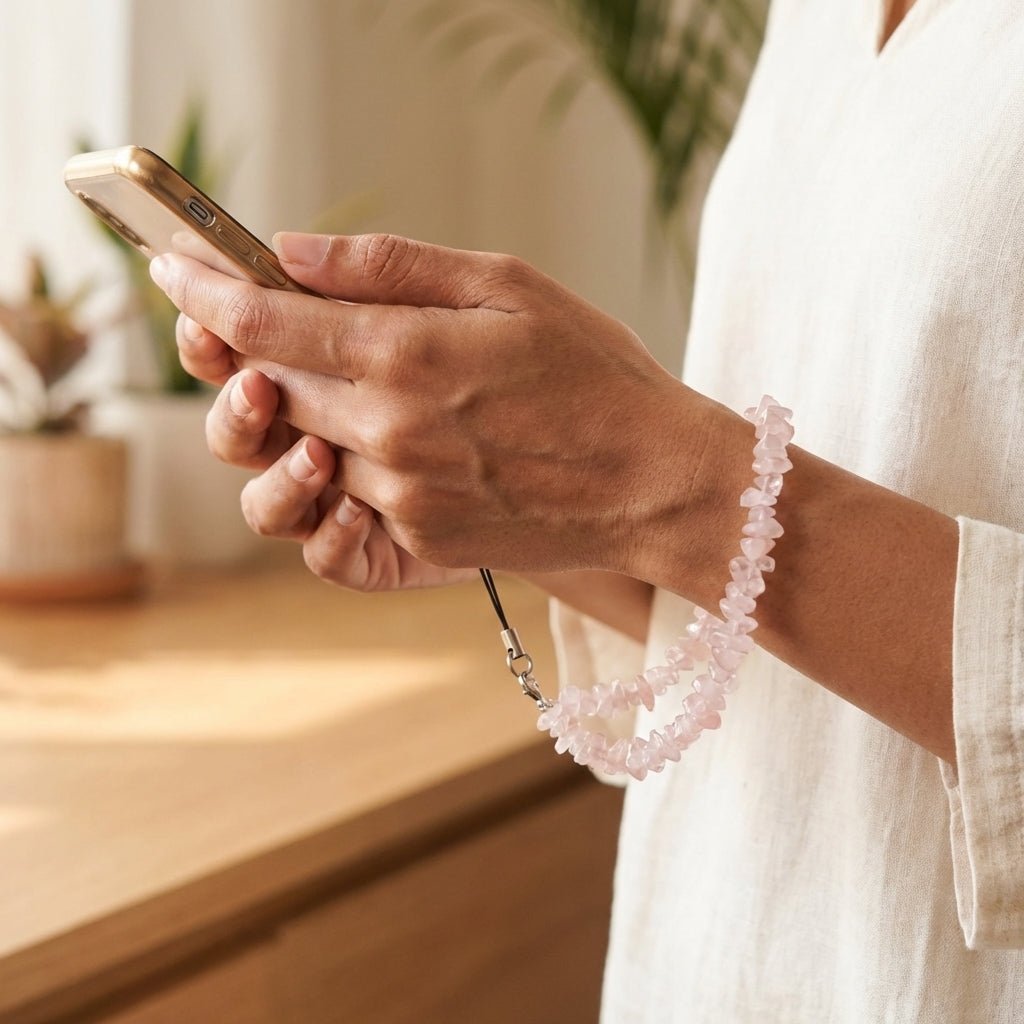 Rose Quartz Phone Loop – Gemstone-Inspired Accessory