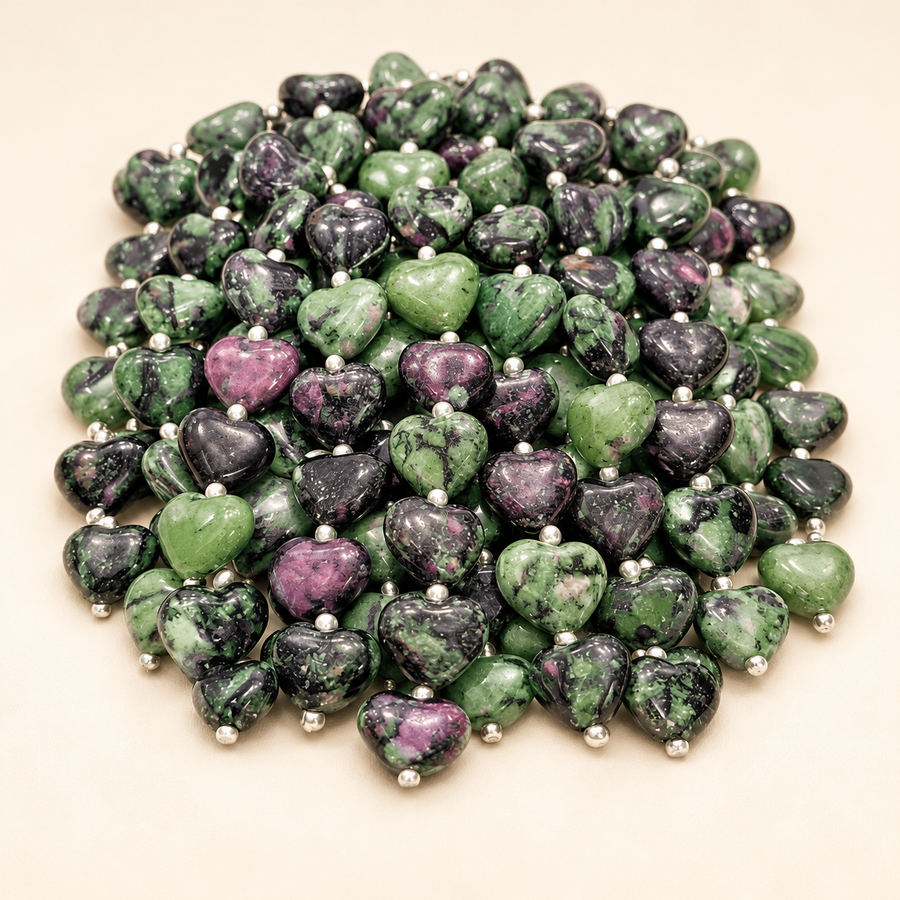 Ruby Zoisite Heart Beads – Natural Gemstone Beads — product detail