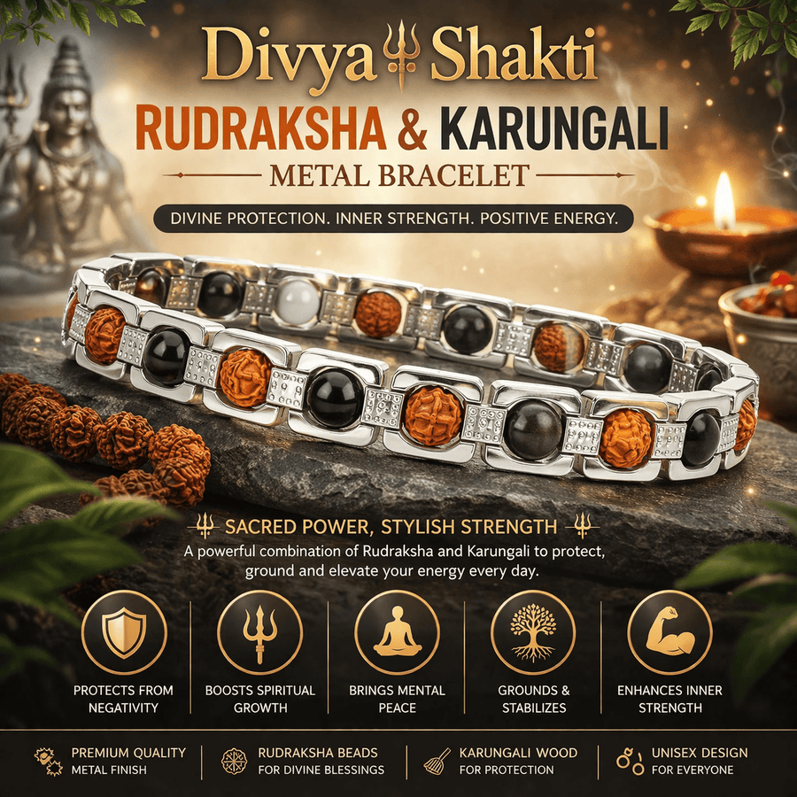 Rudraksha and Karungali Metal Bracelet - GOOD HABITSS
