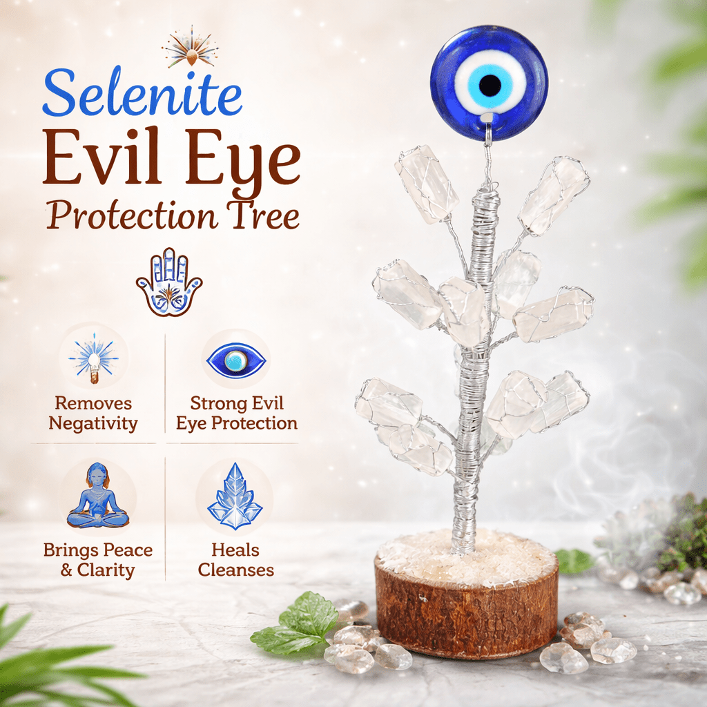 Selenite Evil Eye Protection Tree - GOOD HABITSS