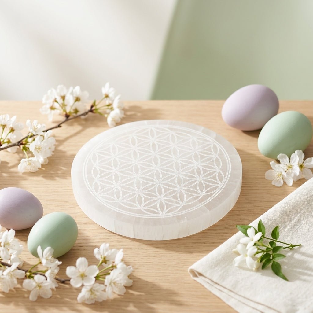 Selenite Flower of Life Charging Plate - GOOD HABITSS