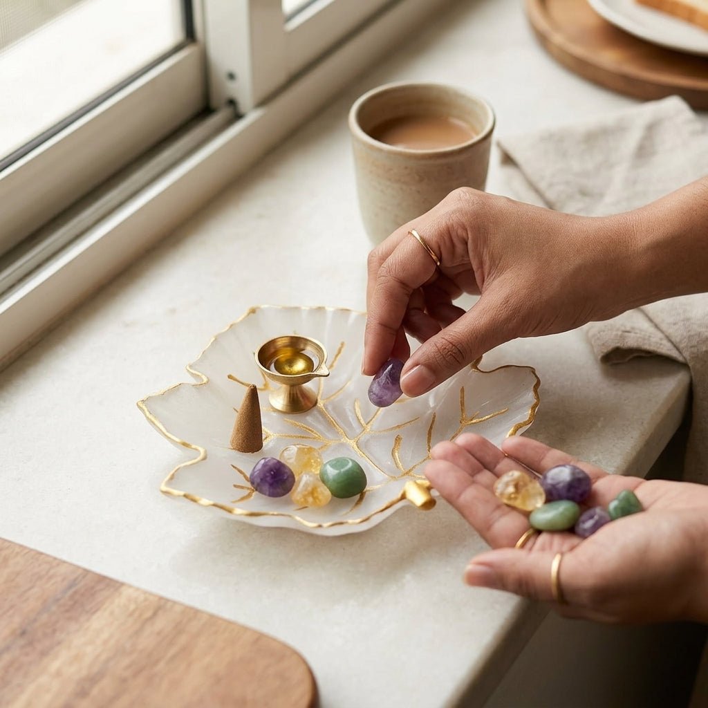 Selenite Flower Tray - GOOD HABITSS