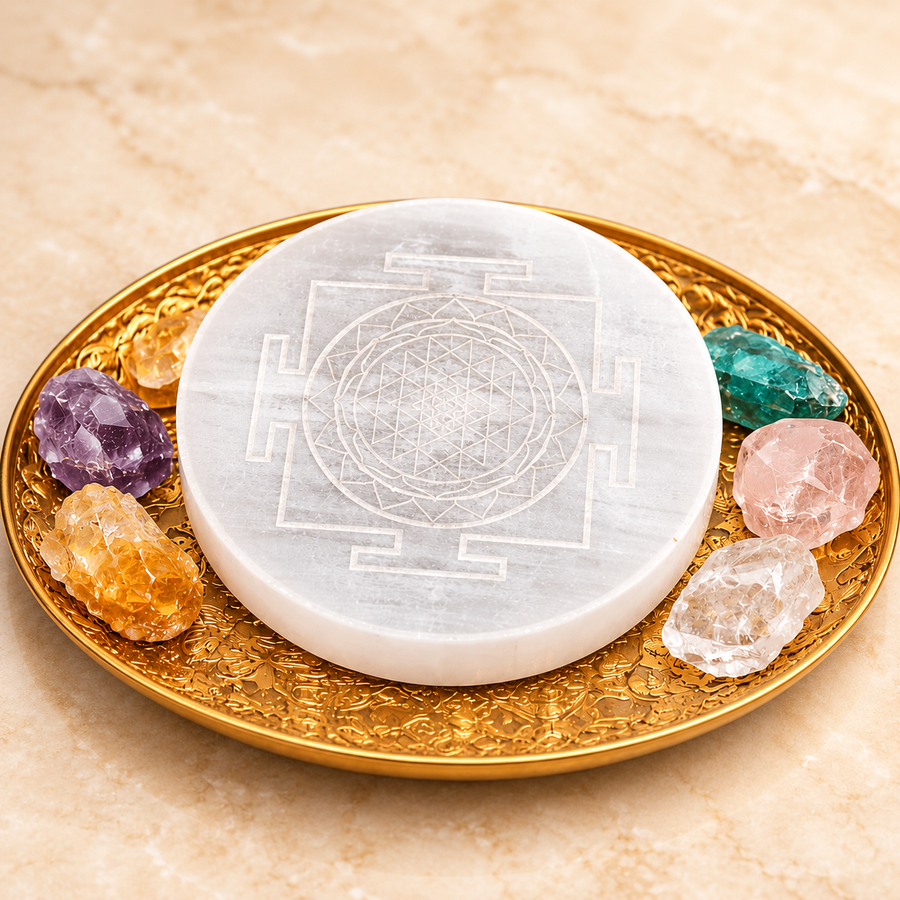 Selenite Geometric Motif Decorative Plate — product detail