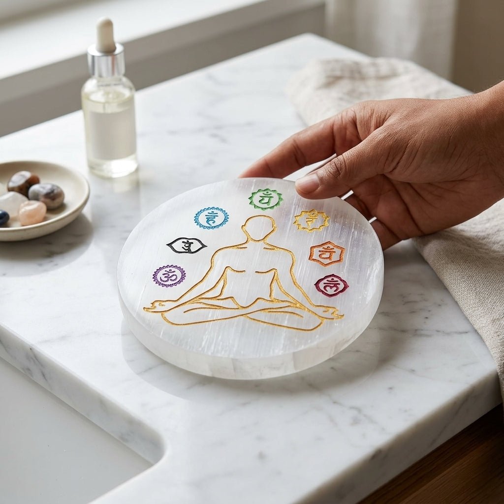 Selenite Motif Plate – Decorative Traditional Symbol