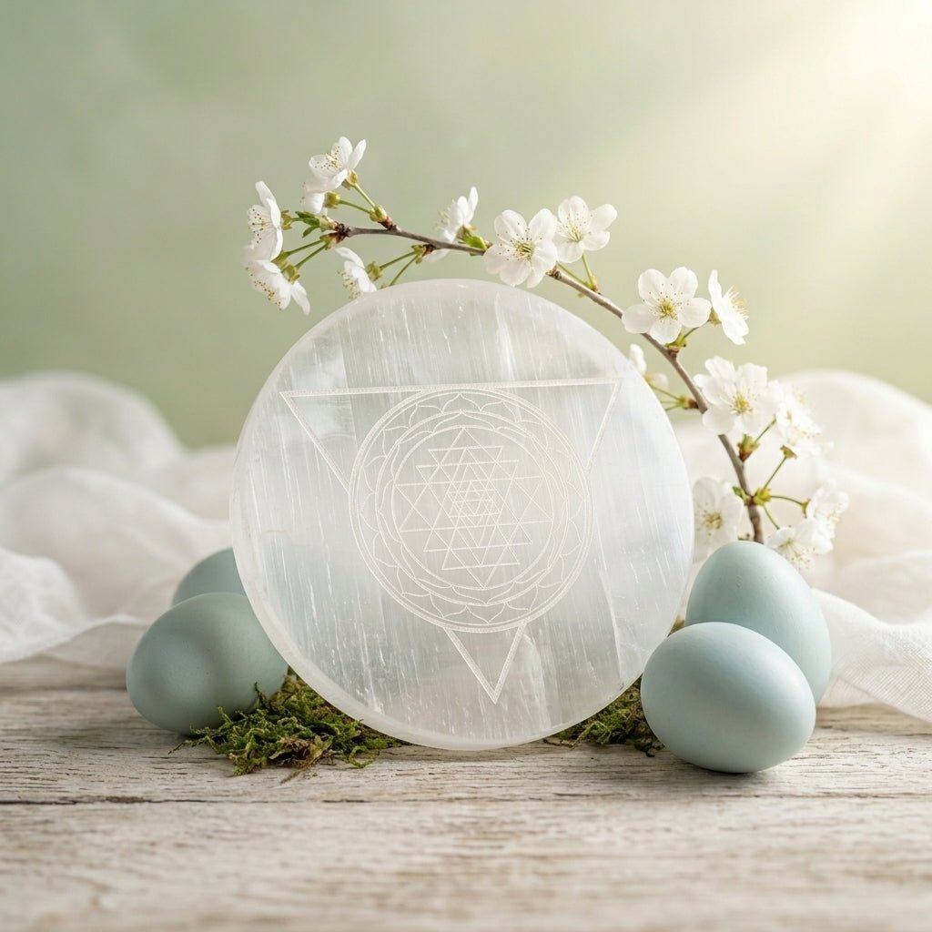 Selenite Shree Yantra Charging Plate - GOOD HABITSS