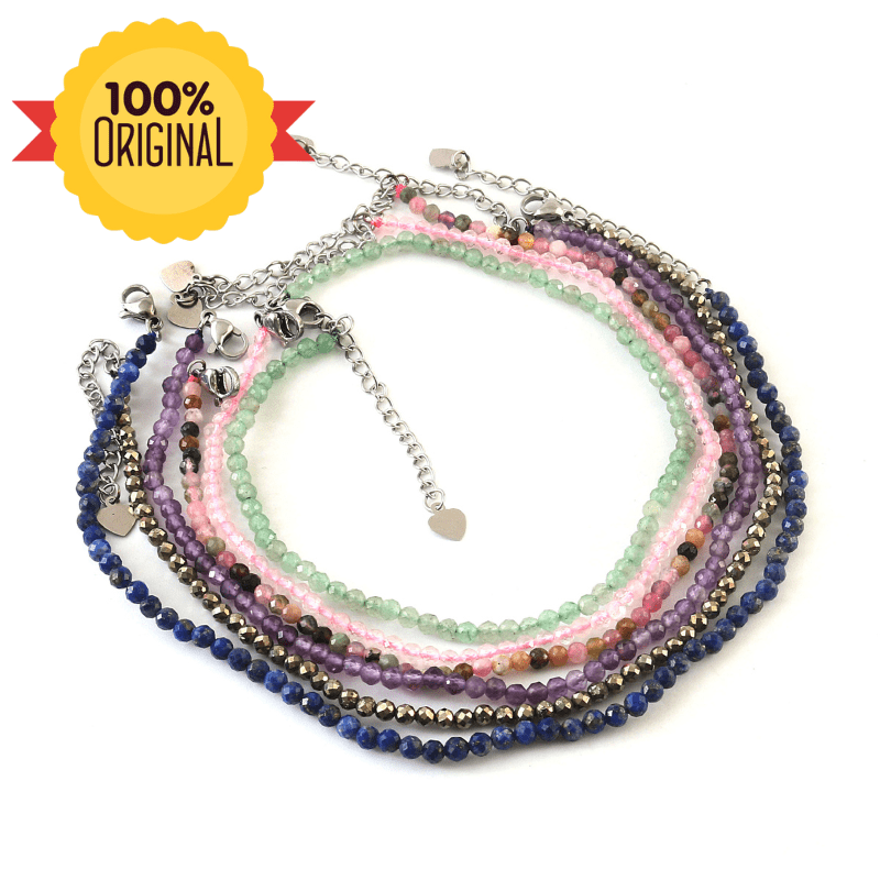 Set of 6 Natural Small Beads Stone (Anklet) – 3 mm Faceted Crystal Beads (9”) - GOOD HABITSS