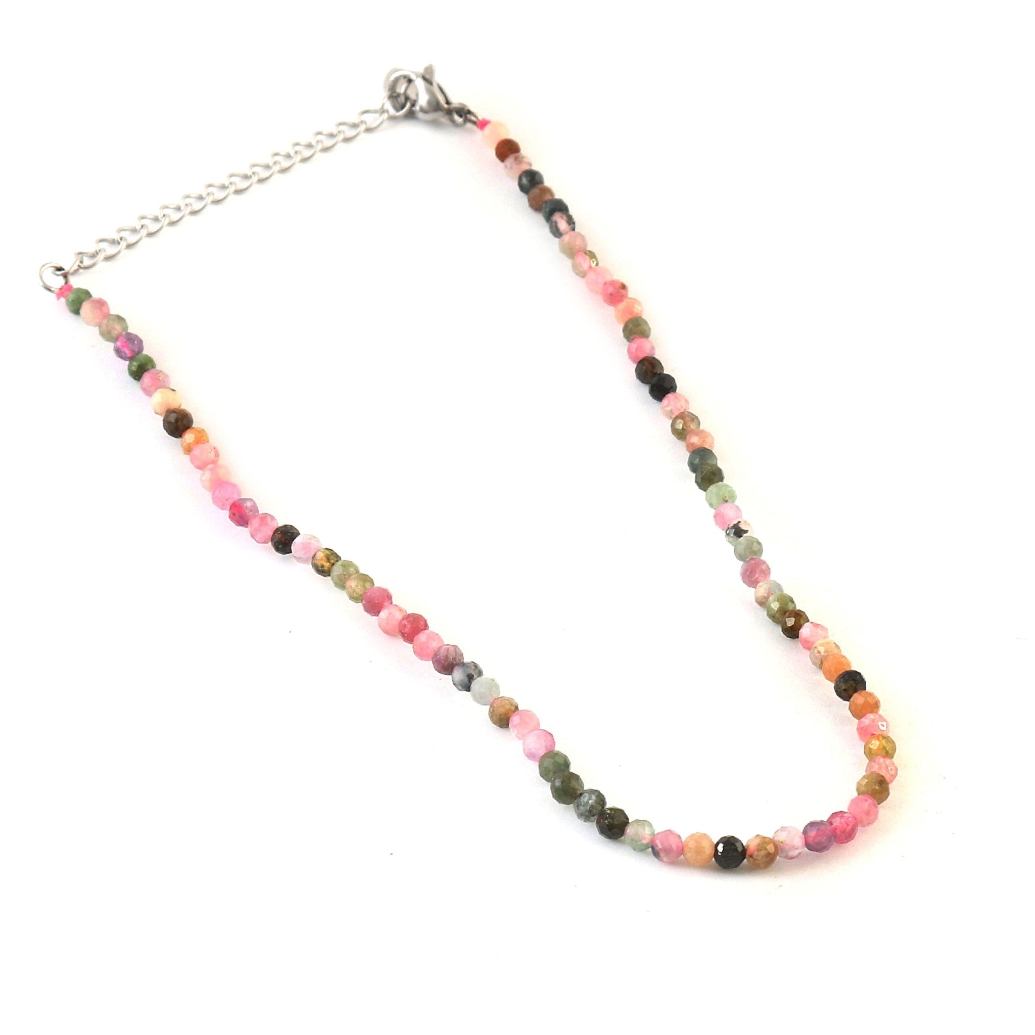 Set of 6 Natural Small Beads Stone (Anklet) – 3 mm Faceted Crystal Beads (9”) - GOOD HABITSS
