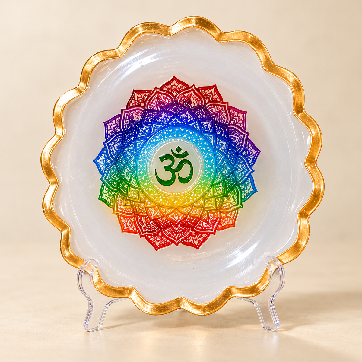 Seven-Symbol Motif Selenite Bowl – Decorative Crystal & Symbol Design — product detail