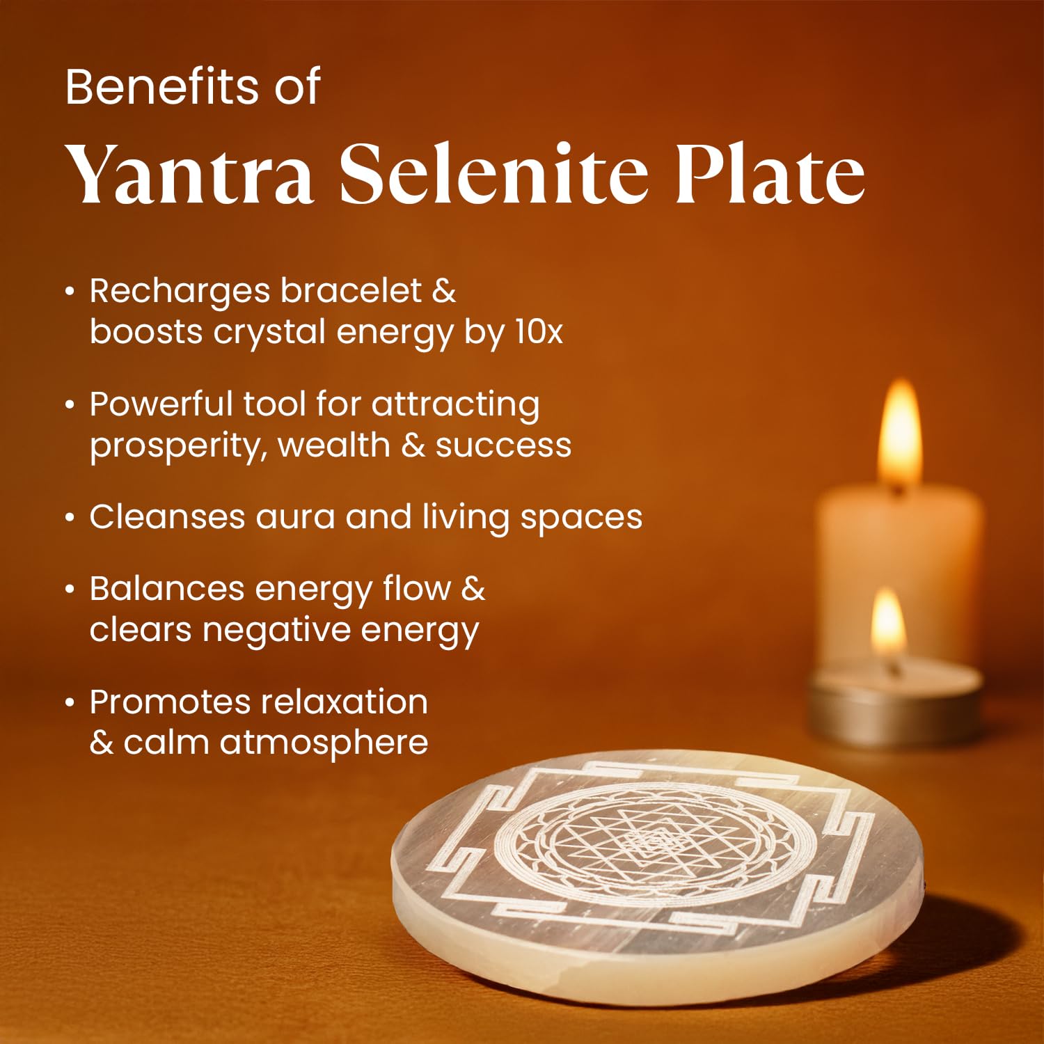 Shree Yantra on Selenite Charging Plate - GOOD HABITSS