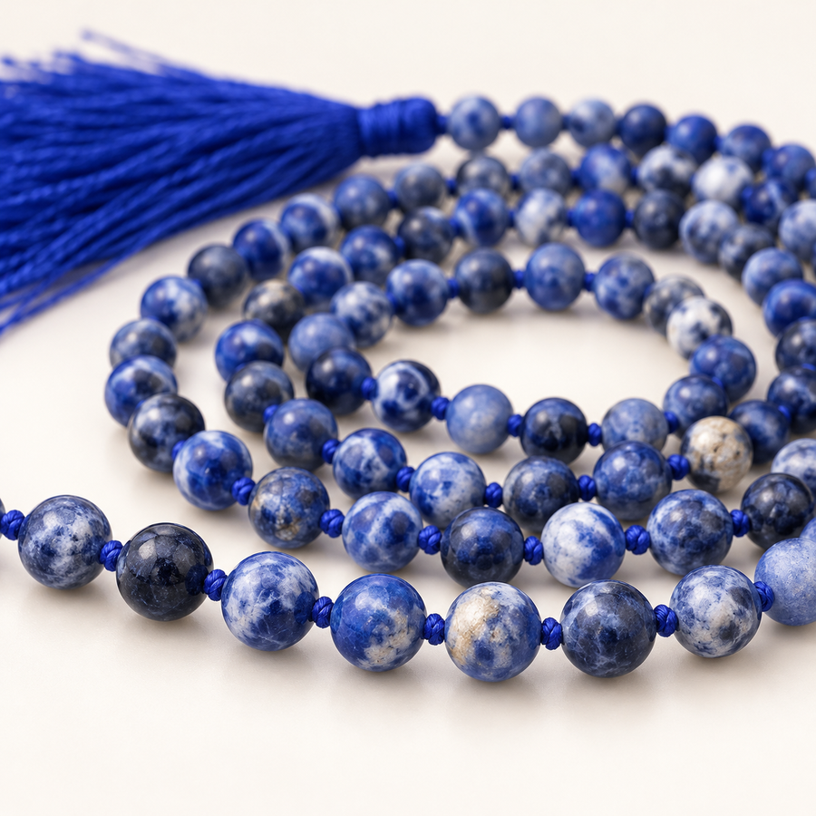 Sodalite Bead Necklace — bead close-up