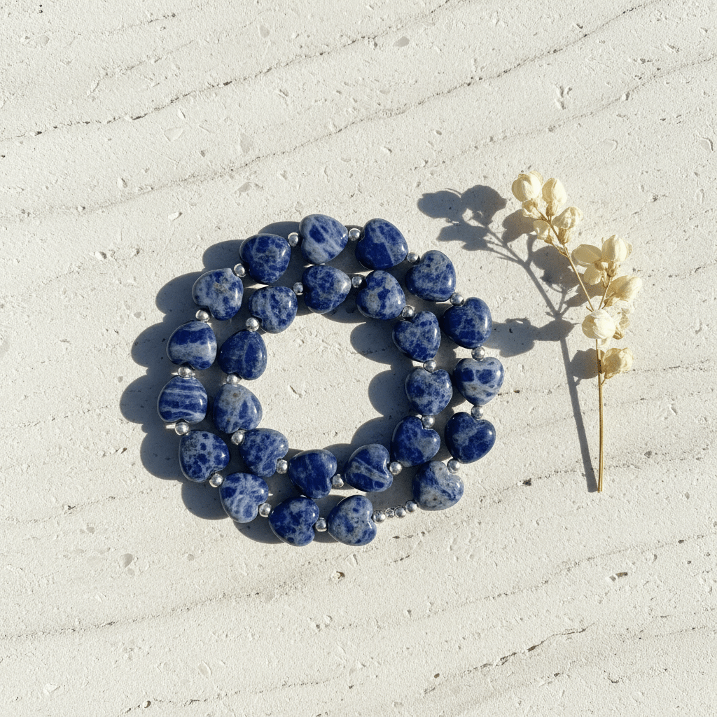 Sodalite Heart Crystal Beads Line - GOOD HABITSS