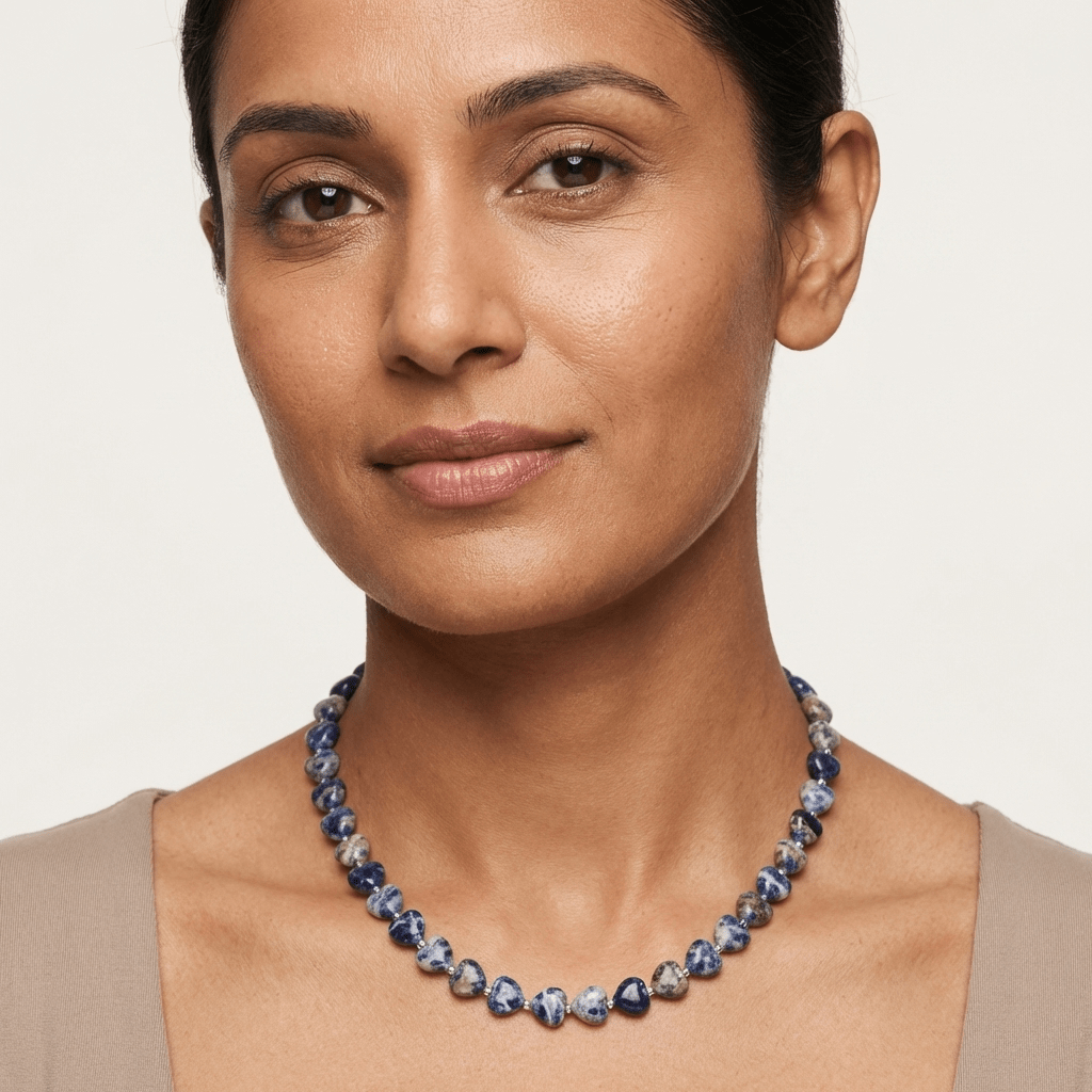 Sodalite Heart Crystal Beads Line - GOOD HABITSS