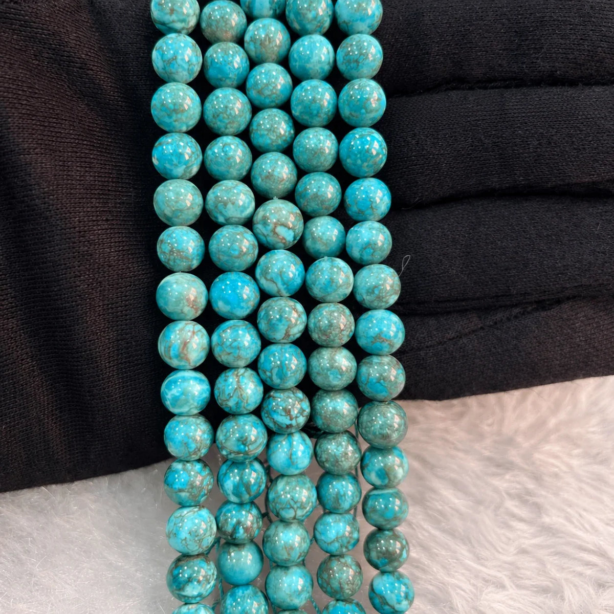 South African Turquoise String – 8mm Dyed Gemstone Beads — bead strands