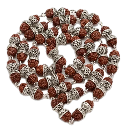 Rudraksha silver cap Mala For Pooja and jap