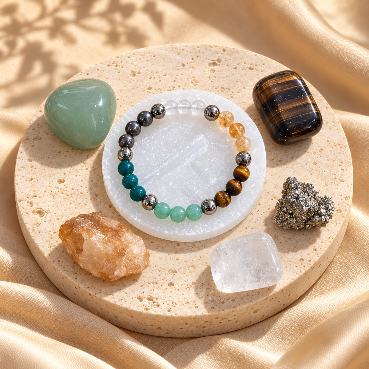 The Stone Edit: one bracelet, five loose stones and a free Selenite plate