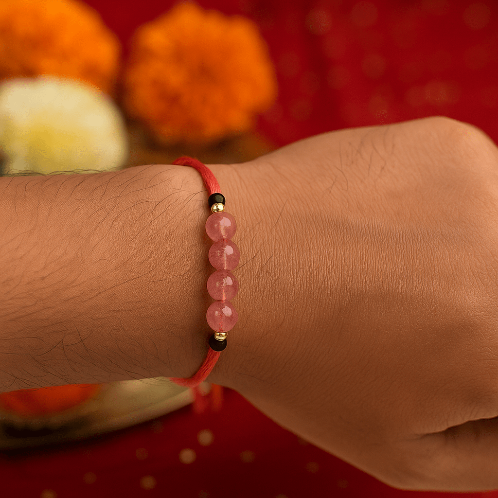 Strawberry Quartz Healing Rakhi - GOOD HABITSS