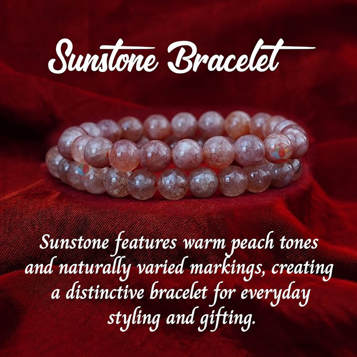 Sunstone Bracelet – 8mm Natural Gemstone Jewellery — product details