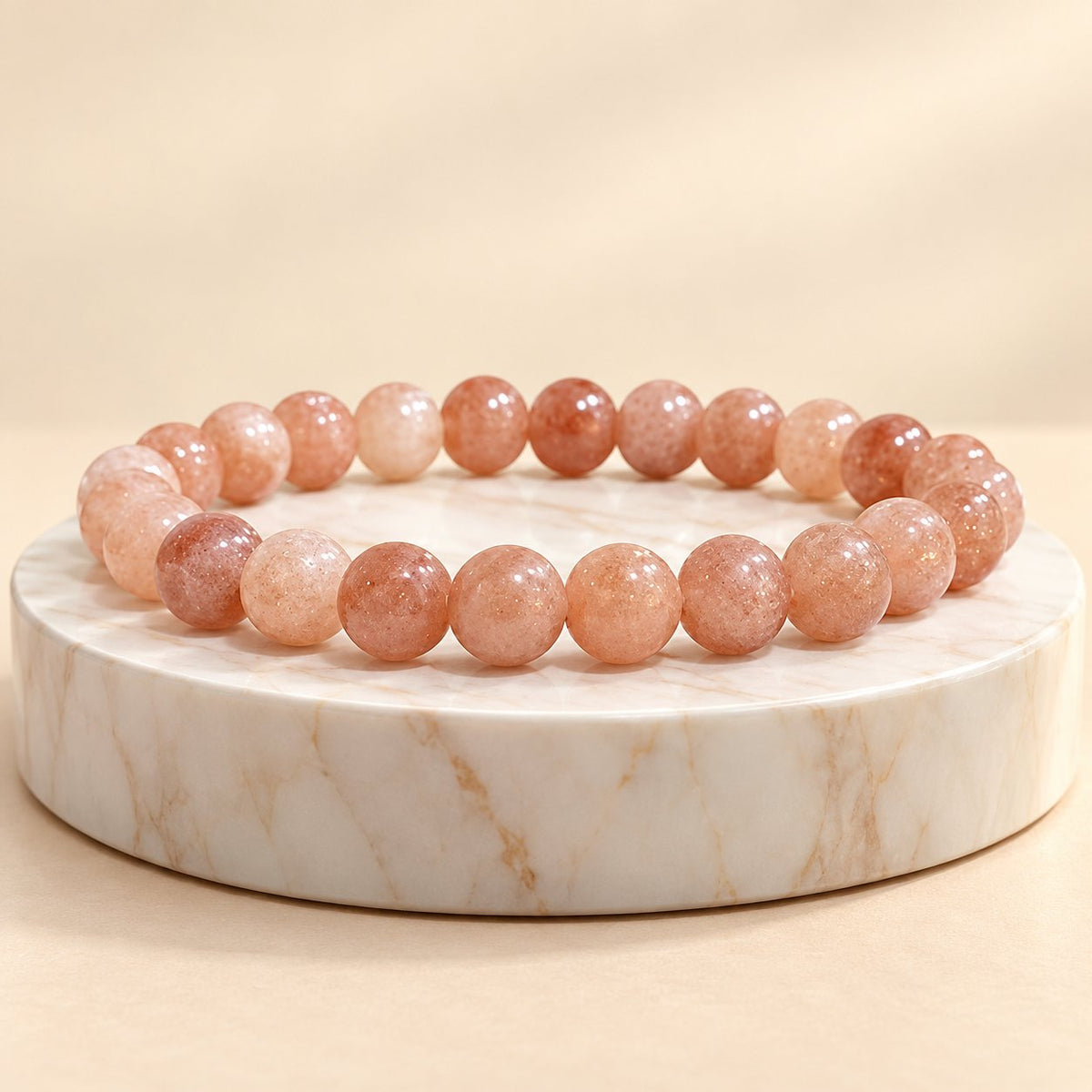 Sunstone Bracelet – 8mm Natural Gemstone Jewellery — product detail