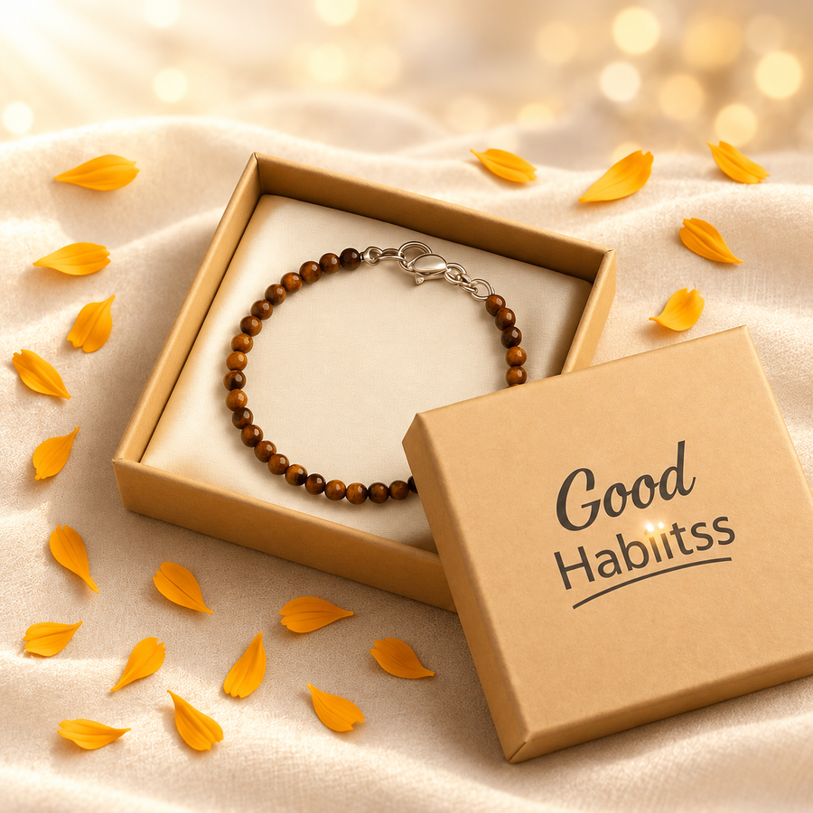 Tiger Eye Anklet – 3mm Natural Gemstone Jewellery on warm cream background