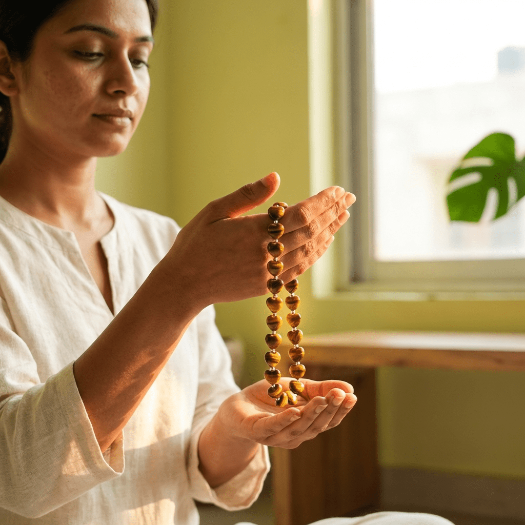 Tiger Eye Heart Crystal Beads Line - GOOD HABITSS