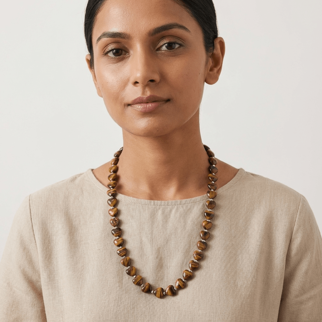 Tiger Eye Heart Crystal Beads Line - GOOD HABITSS