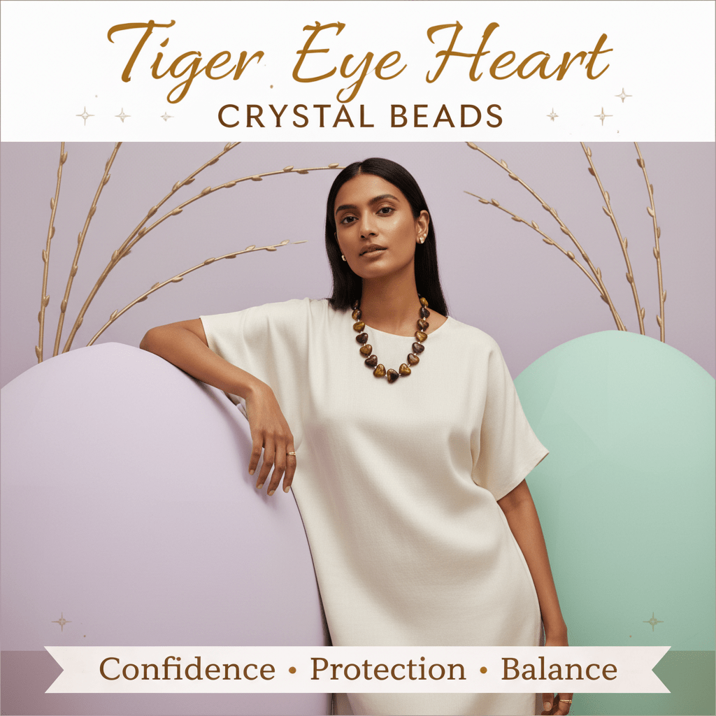 Tiger Eye Heart Crystal Beads Line - GOOD HABITSS